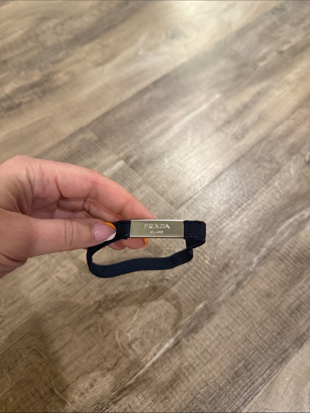 Prada Elastic with Silver Logo Plate